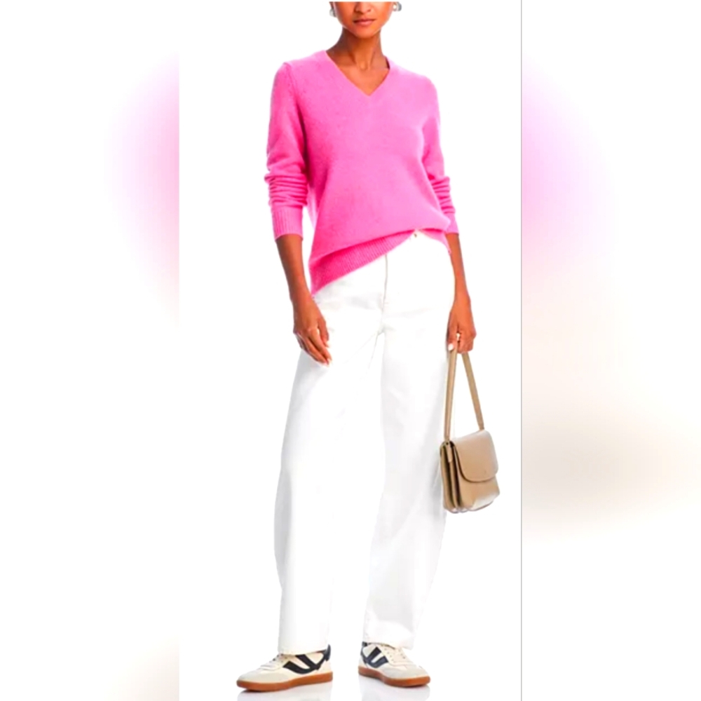 C by Bloomingdale's Cashmere Pink V-Neck Sweater Size Large NEW